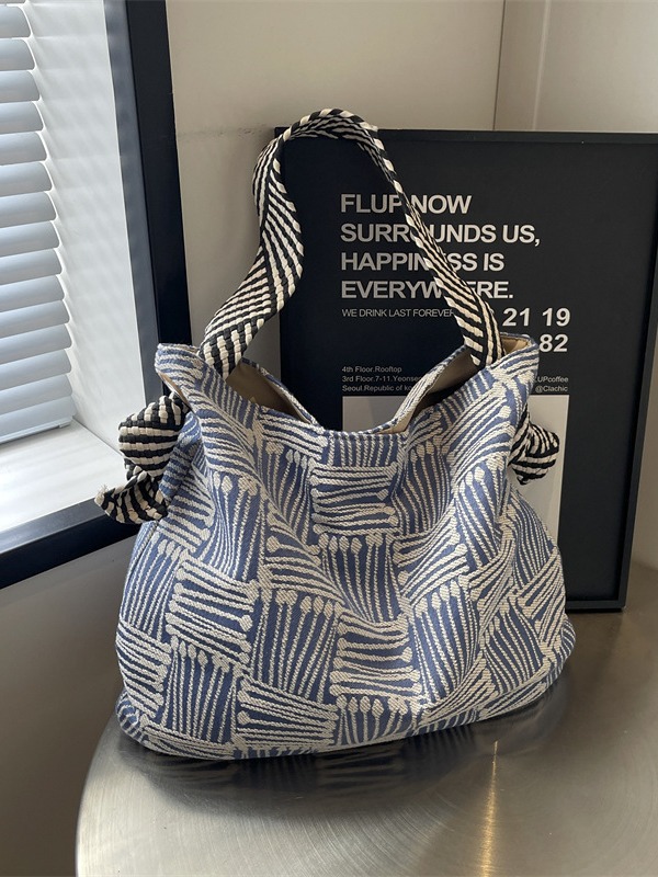 Boho Two-Tone Woven Hobo Bag Casual Daily Commute Shoulder Tote K26041404