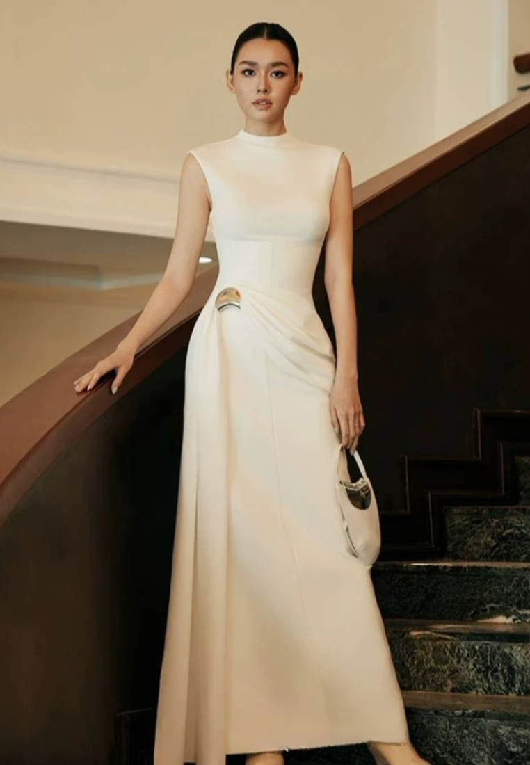 New Elegant slim-fitting white long Evening dress K122310