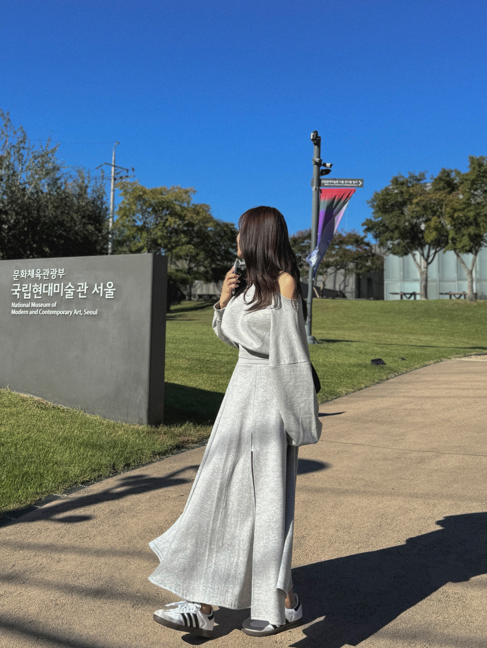 Korean chic New trendy off-shoulder cropped sweatshirt + side-slit maxi skirt set K010617