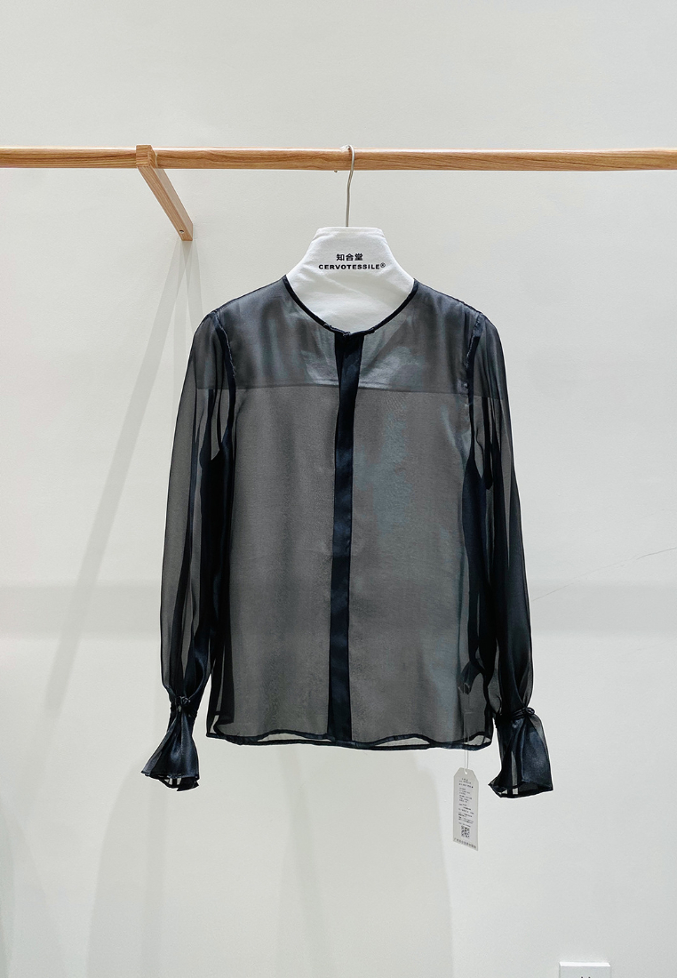 Women's Guofeng Shirt, Crew Neck & Flared Sleeve Blouse CA25121510PI