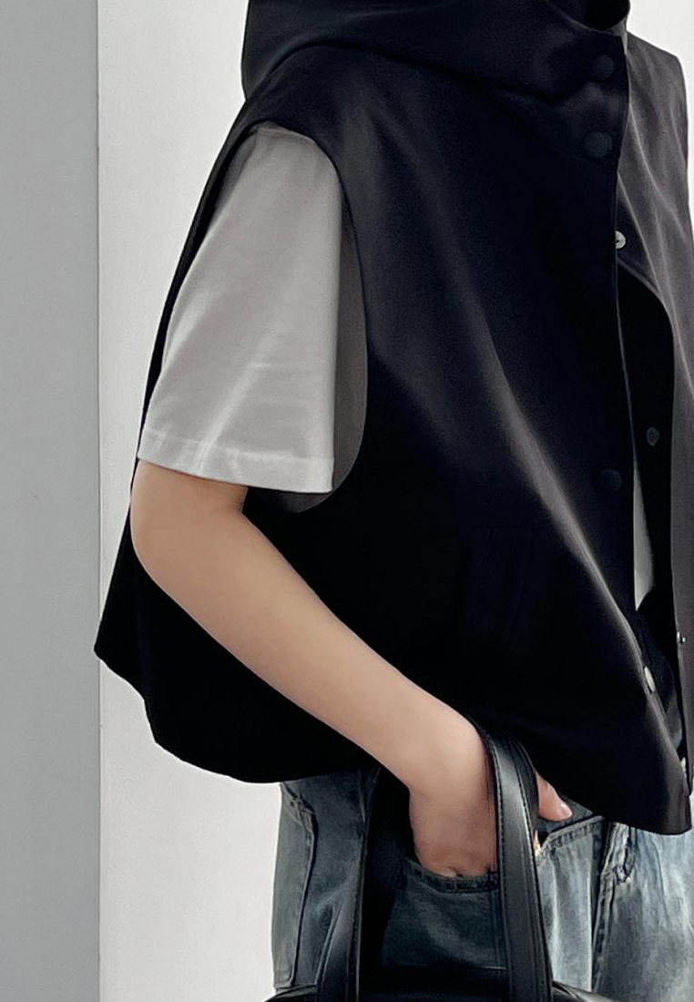 New Chic Style Women's hooded vest sleeveless cropped top K122910