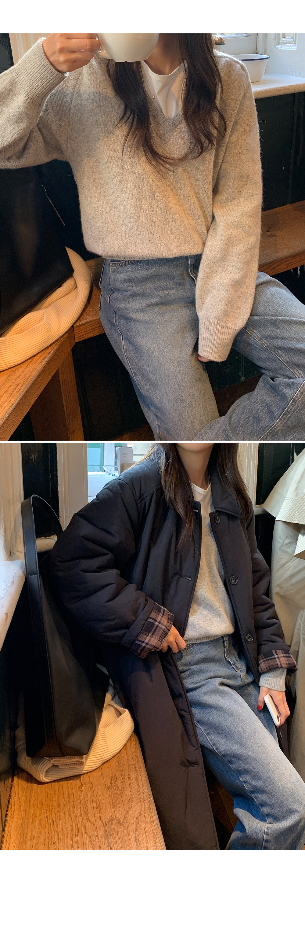 Korean New versatile long over-the-knee cotton coat/jacket K010624