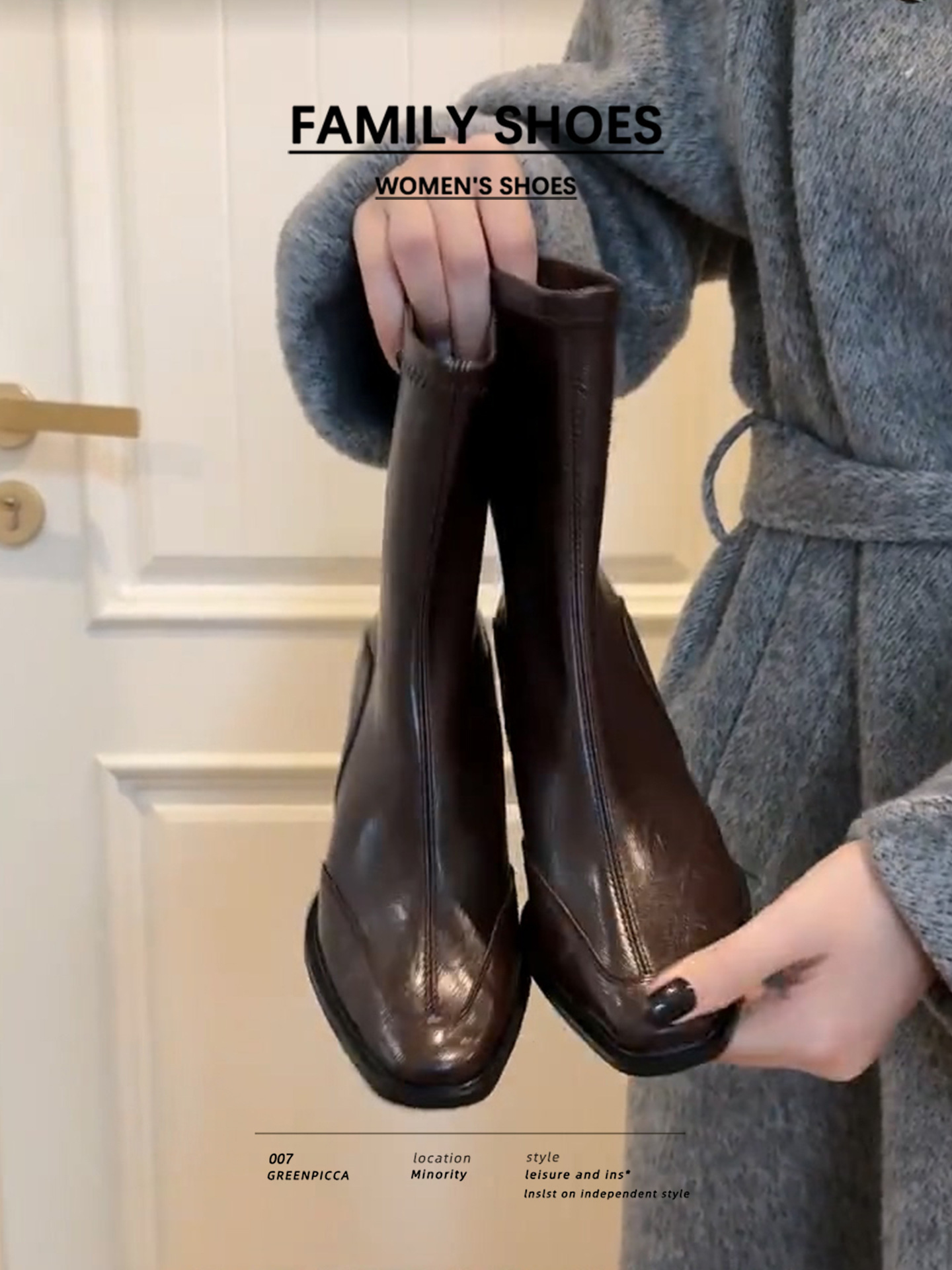 New Chic Style Leather Women Heel Short Boot K122906