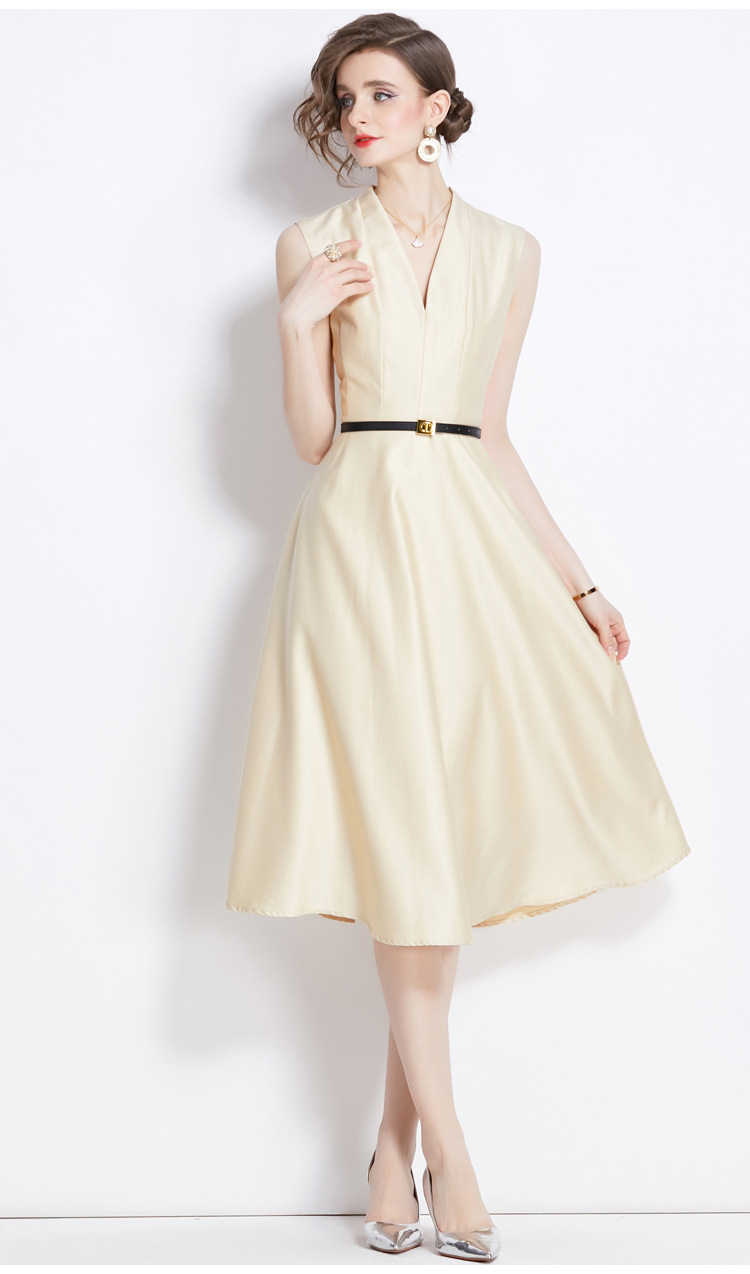 New Elegant sleeveless V-neck women dress K26011306