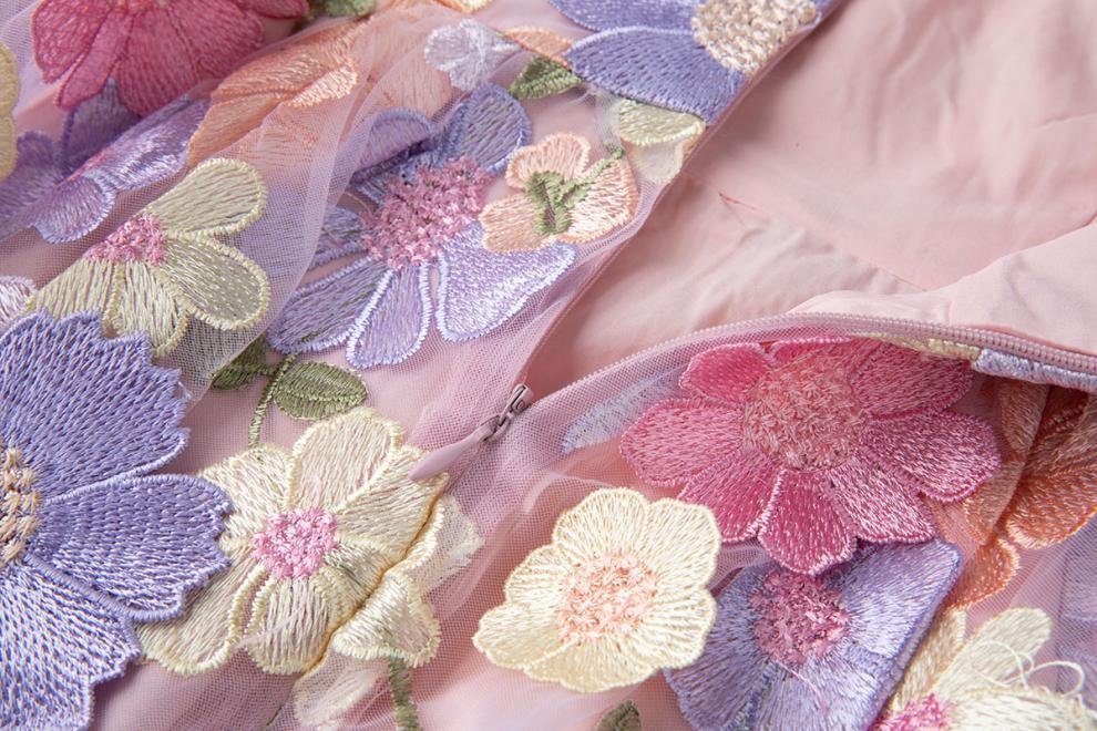 Strapless 3D Floral Tulle Midi Dress Prom Party Wedding Guest Dress K26032301