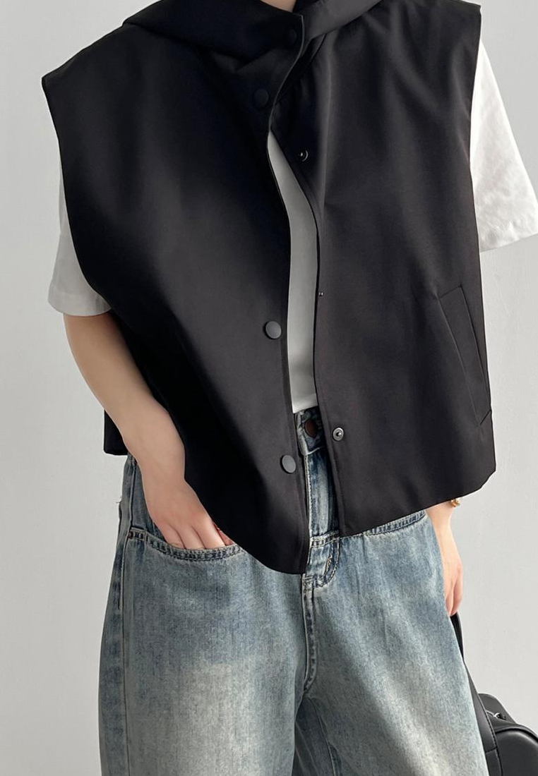 New Chic Style Women's hooded vest sleeveless cropped top K122910