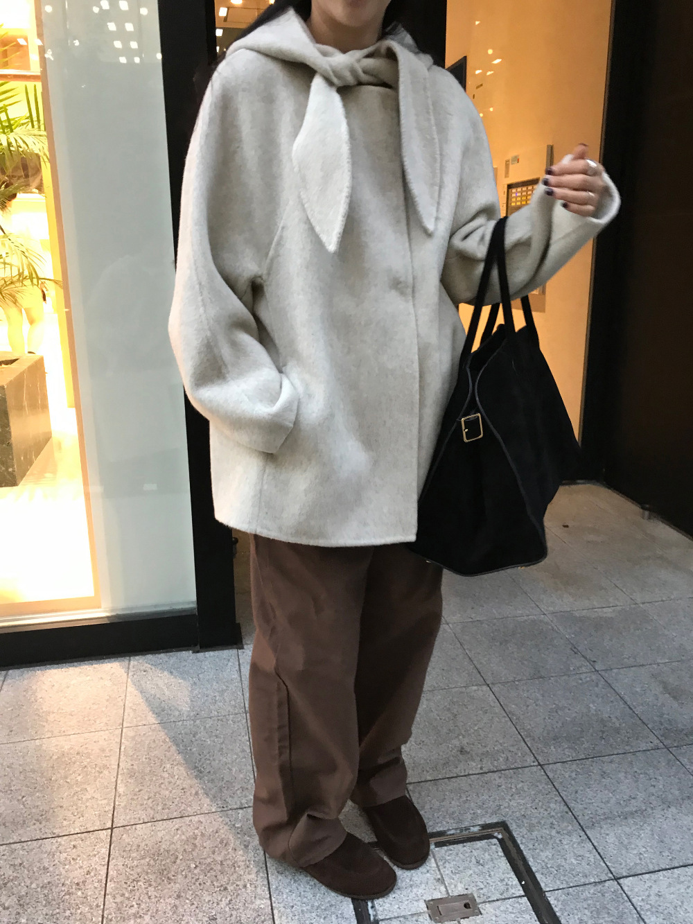 Korean-style French flai tie-neck bow Women Wool Jacket K010618