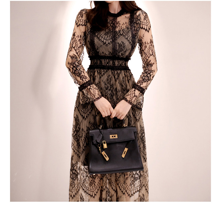 New Elegant Sheer Lace Midi Dress K25121104