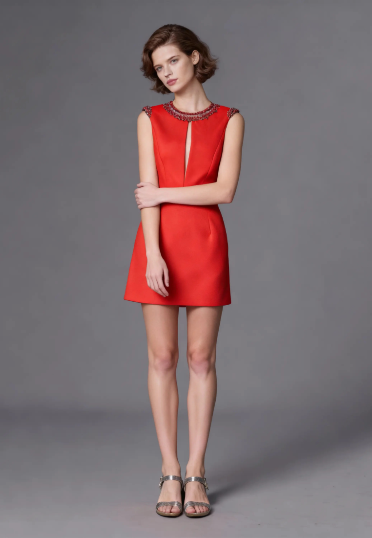 New Elegant Rhinestone Embellished Vest Party Dress K121702