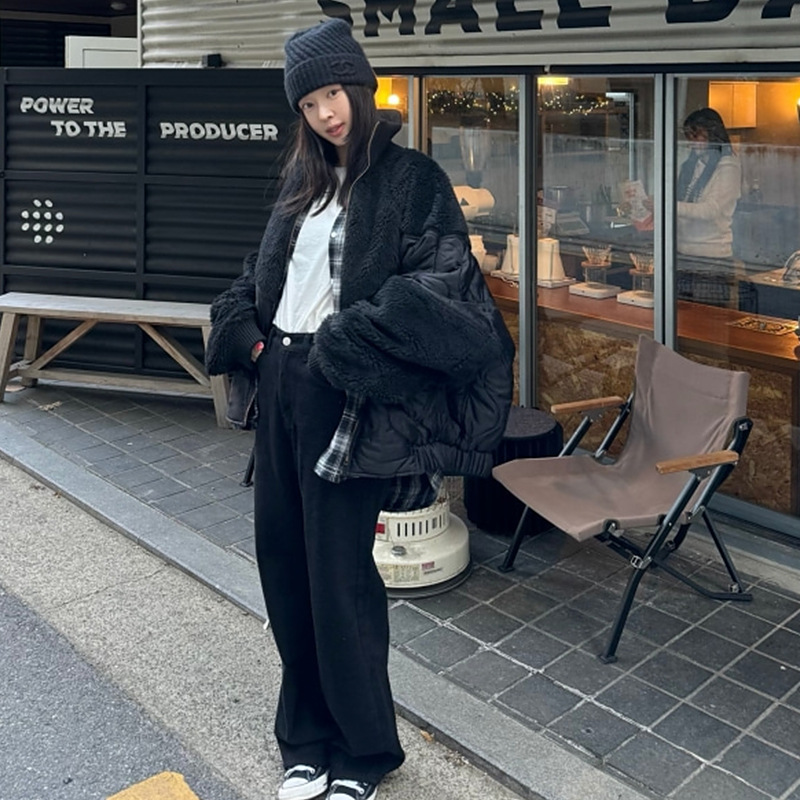 New Korean style winter coat with lamb wool trim Jacket K010621