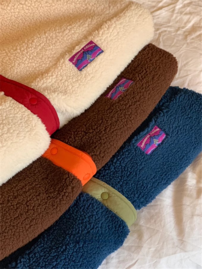 Korean style reversible color-blocked lamb cotton-padded jacket for women K010623