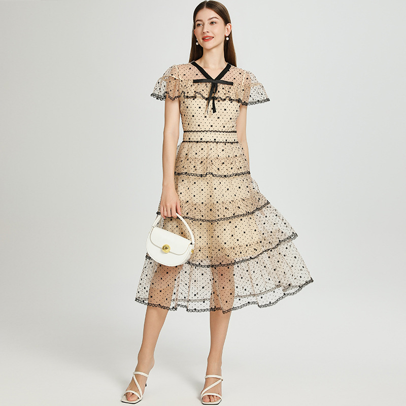 New Retro tiered maxi women dress K26011304