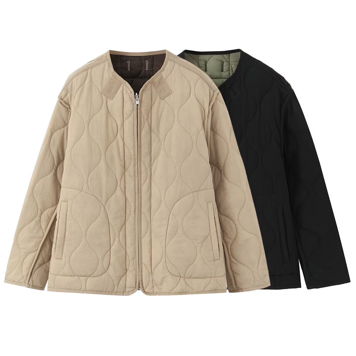 Winter Reversible Quilted Jacket Lightweight Warm Cotton Coat K26012204