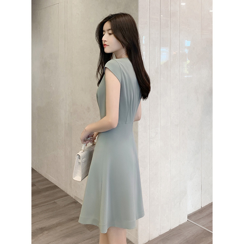 Chic Style Round Neck Cap Sleeve Tailored Sheath Dress K26051103