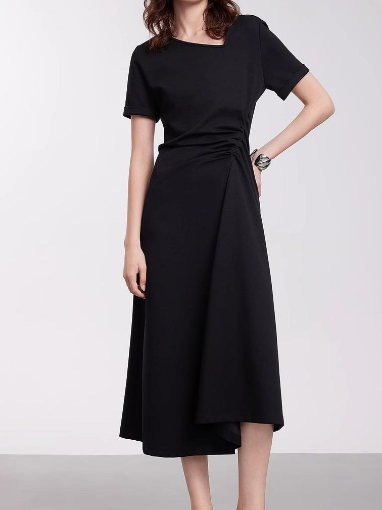 Minimalist side slit casual midi dress K26051203