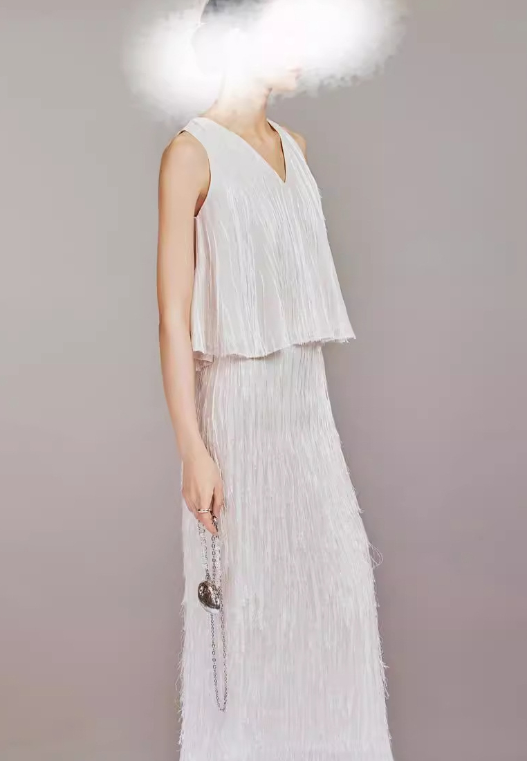 Luxurious French-style tassel  top and skirt set Party Dress K25120305