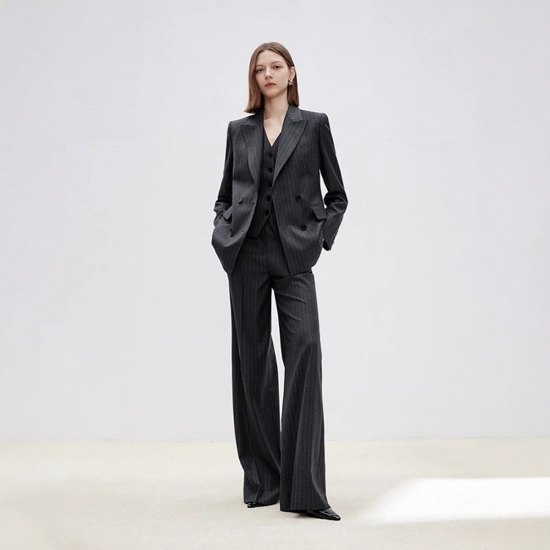 Luxury High end quality Grey women set blazer jacket K25120909