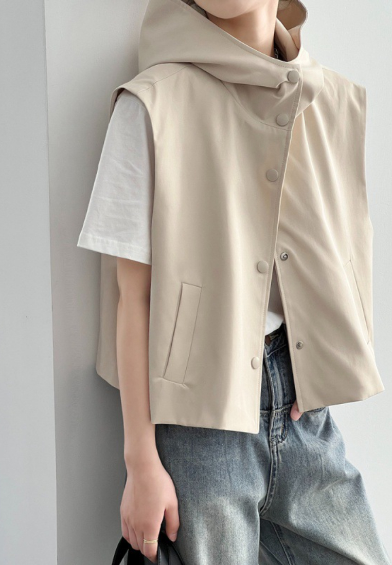 New Chic Style Women's hooded vest sleeveless cropped top K122910