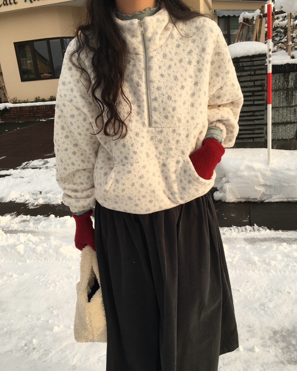 Korean trendy floral fleece sweatshirt for women K010622