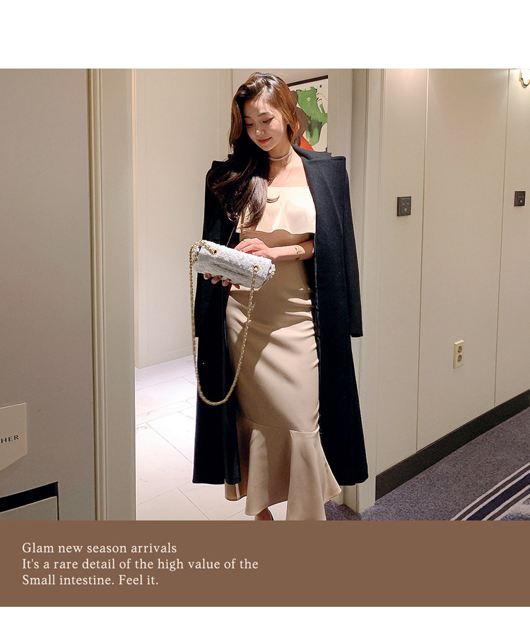 New Elegant Off-Shoulder Ruffle Mid-Length Fishtail One piece dress K25120901