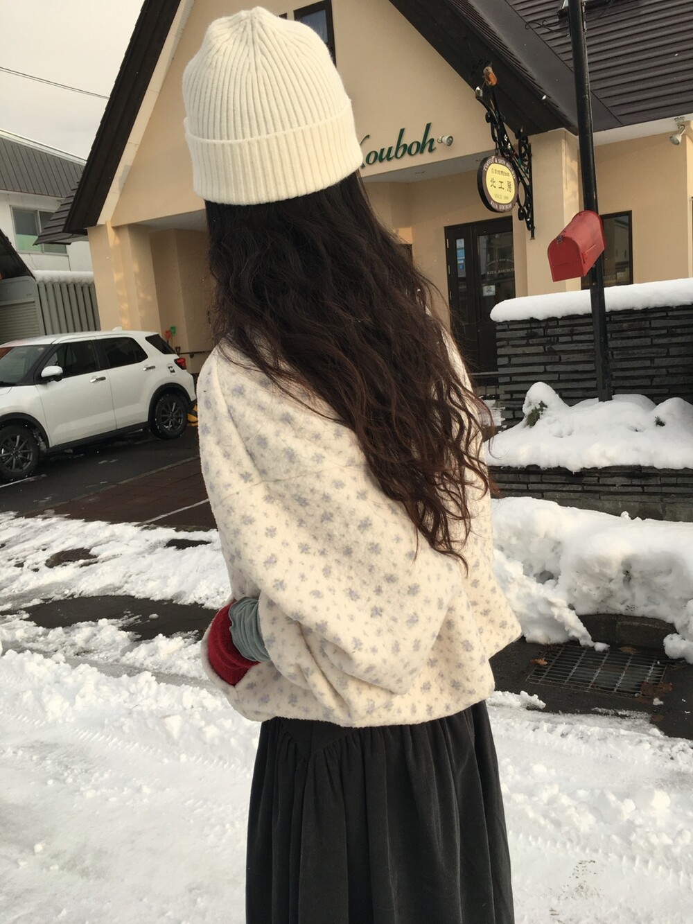 Korean trendy floral fleece sweatshirt for women K010622