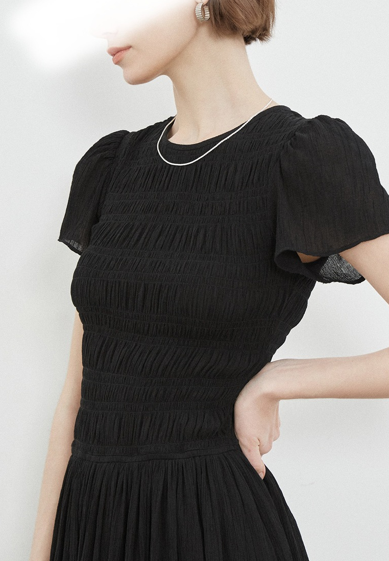 New Elegant Irregularly twisted puff sleeve dress K25120305