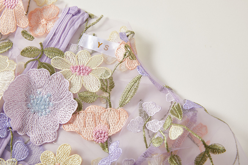 New S/S Elegant court-style floral mesh embroidery bodycon Party dress K26011206 