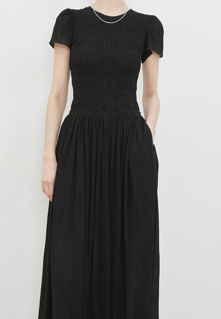 New Elegant Irregularly twisted puff sleeve dress K25120305