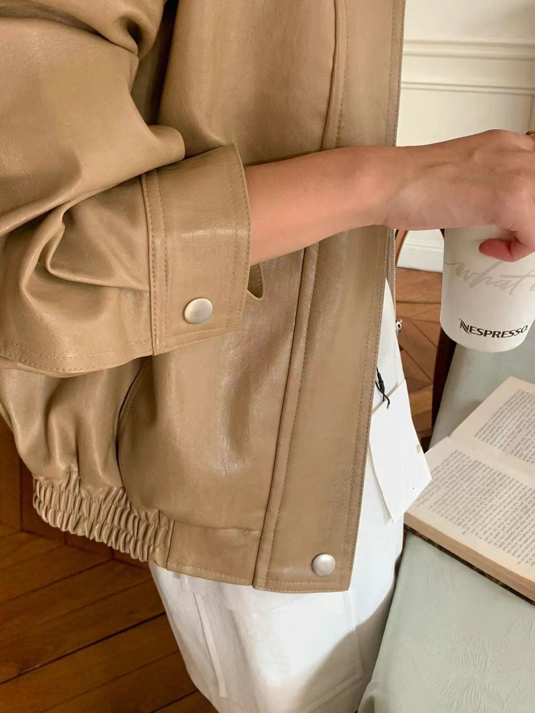 Korean New Retro Fashion Long-Sleeved PU Leather Jacket K010613