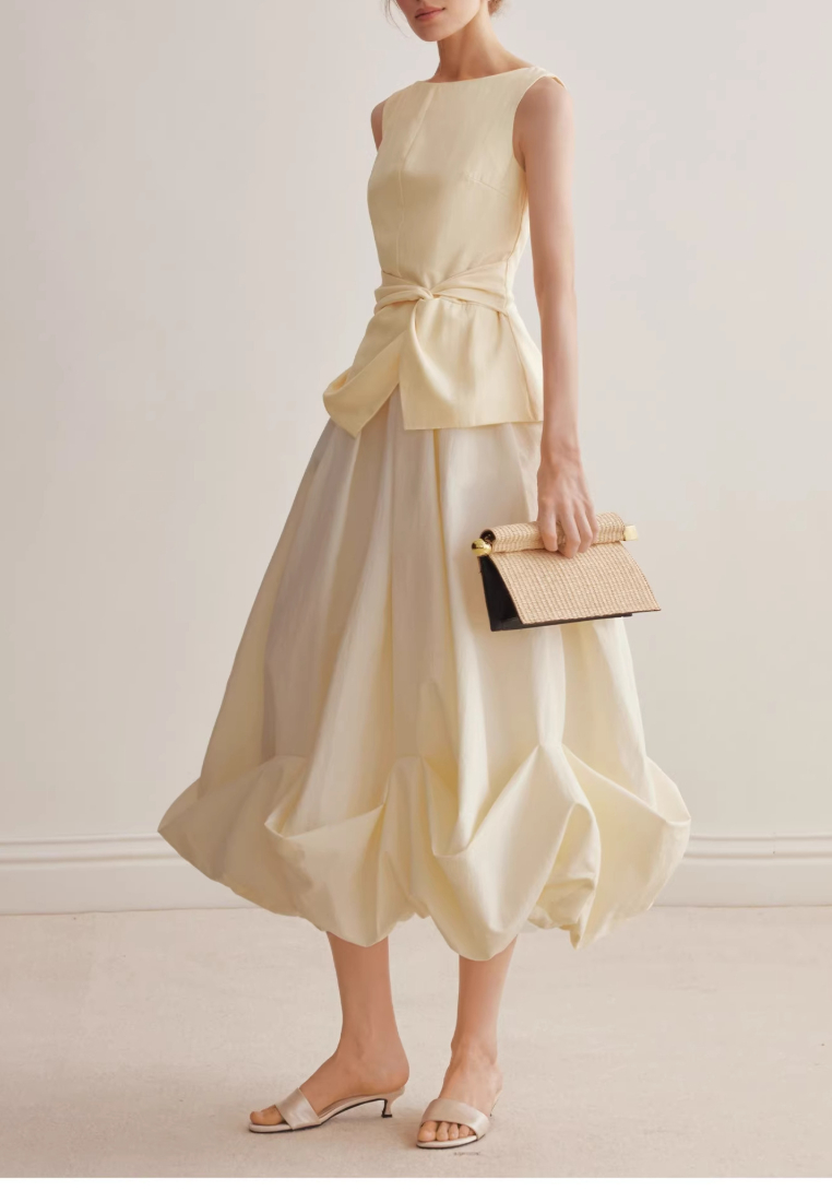 Minimalist Tank Top With High Waist Bubble Skirt Set Casual Formal Dress K26032409