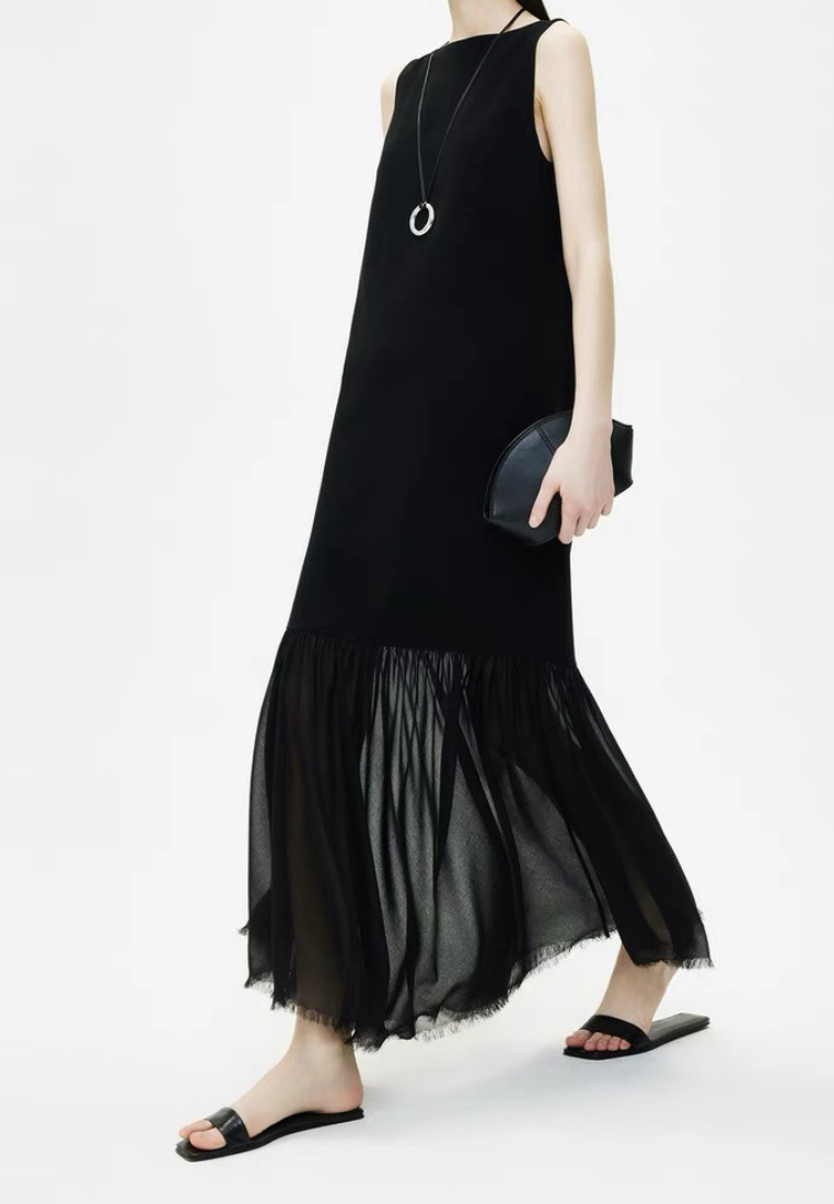 Chic Style Sleeveless Acetic Acid Raw Hem Maxi Dress Multi Color K26242909