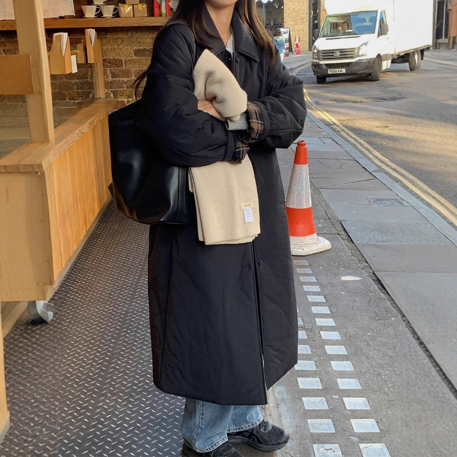 Korean New versatile long over-the-knee cotton coat/jacket K010624