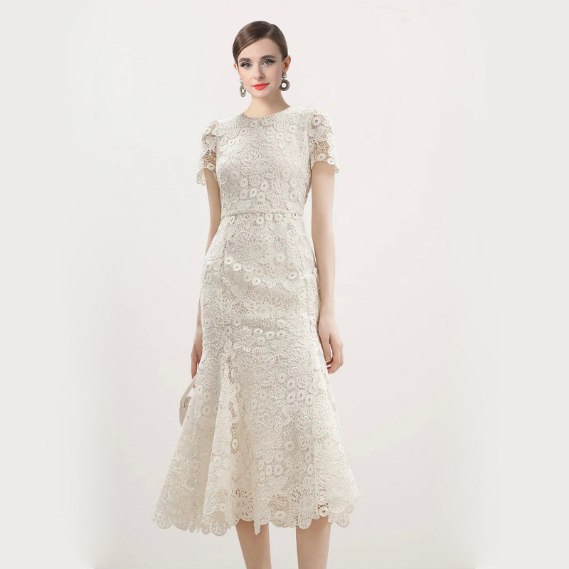 New S/S French-style lace fishtail elegant bodycon long Party dress K26011209