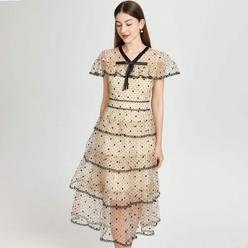 New Retro tiered maxi women dress K26011304