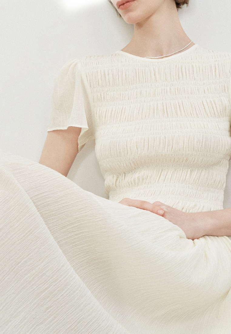 New Elegant Irregularly twisted puff sleeve dress K25120305