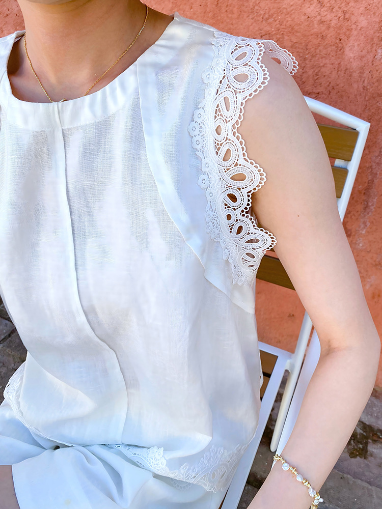 Chic Style Sleeveless Eyelet Embroidery Linen Blend Maxi Dress K26050510