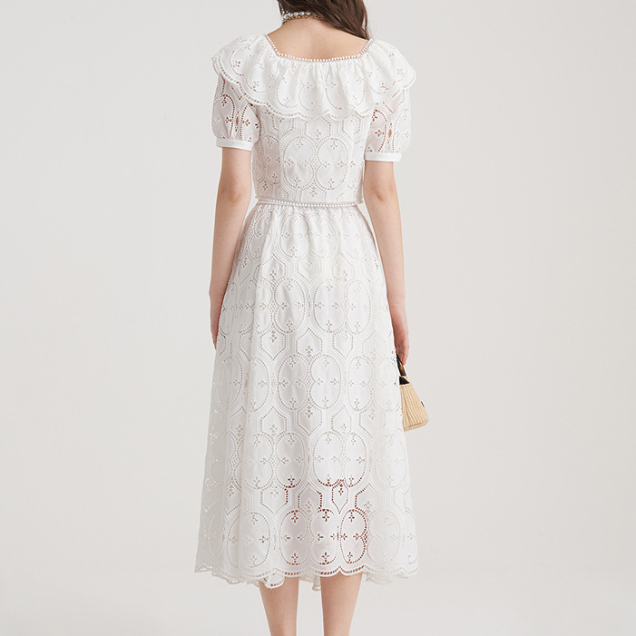 Romantic lace cropped top and midi skirt two piece set K26051304