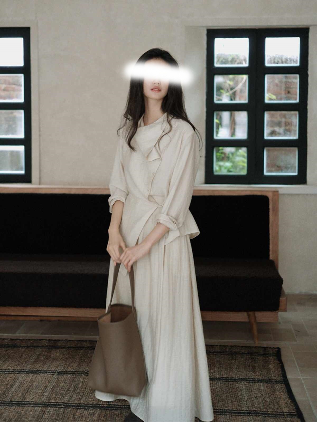 New Elegant Lng sleeve Shirt and Skirt Set K25120902