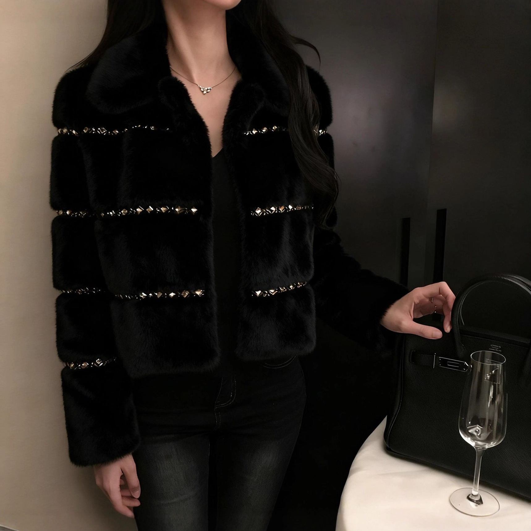 New Autumn/Winter Faux Mink Fur Short Coat for Women K25121003