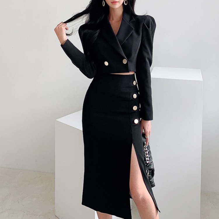 New Elegant Short Blazer and Mid-Length Pencil Skirt Two-Piece Set K25121101