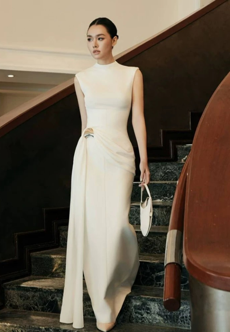 New Elegant slim-fitting white long Evening dress K122310