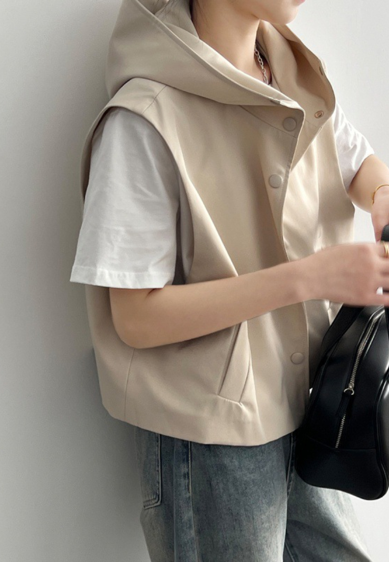 New Chic Style Women's hooded vest sleeveless cropped top K122910