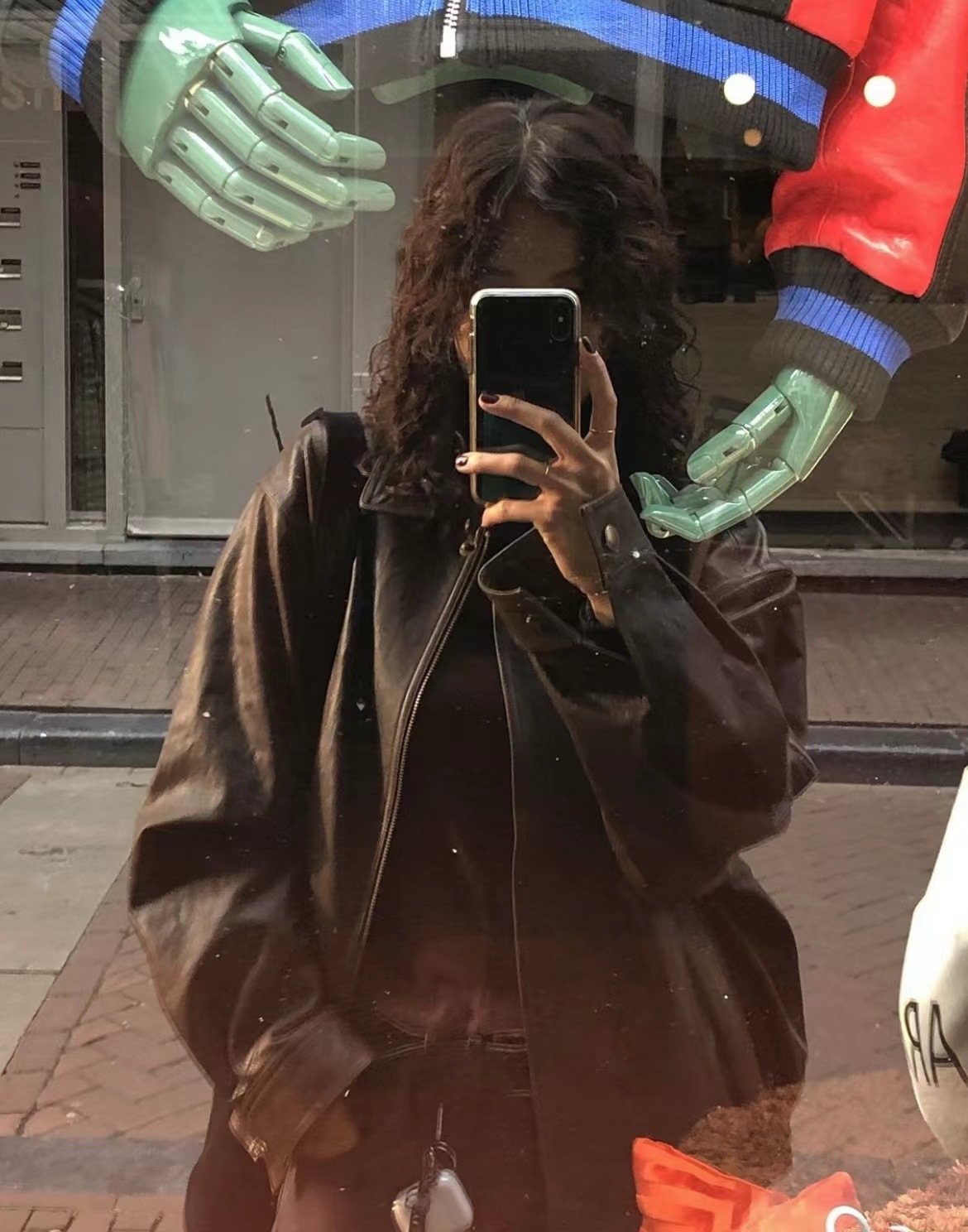 Korean New Retro Maillard Style Zipper Loose PU Leather Coat Women's Jacket K010611