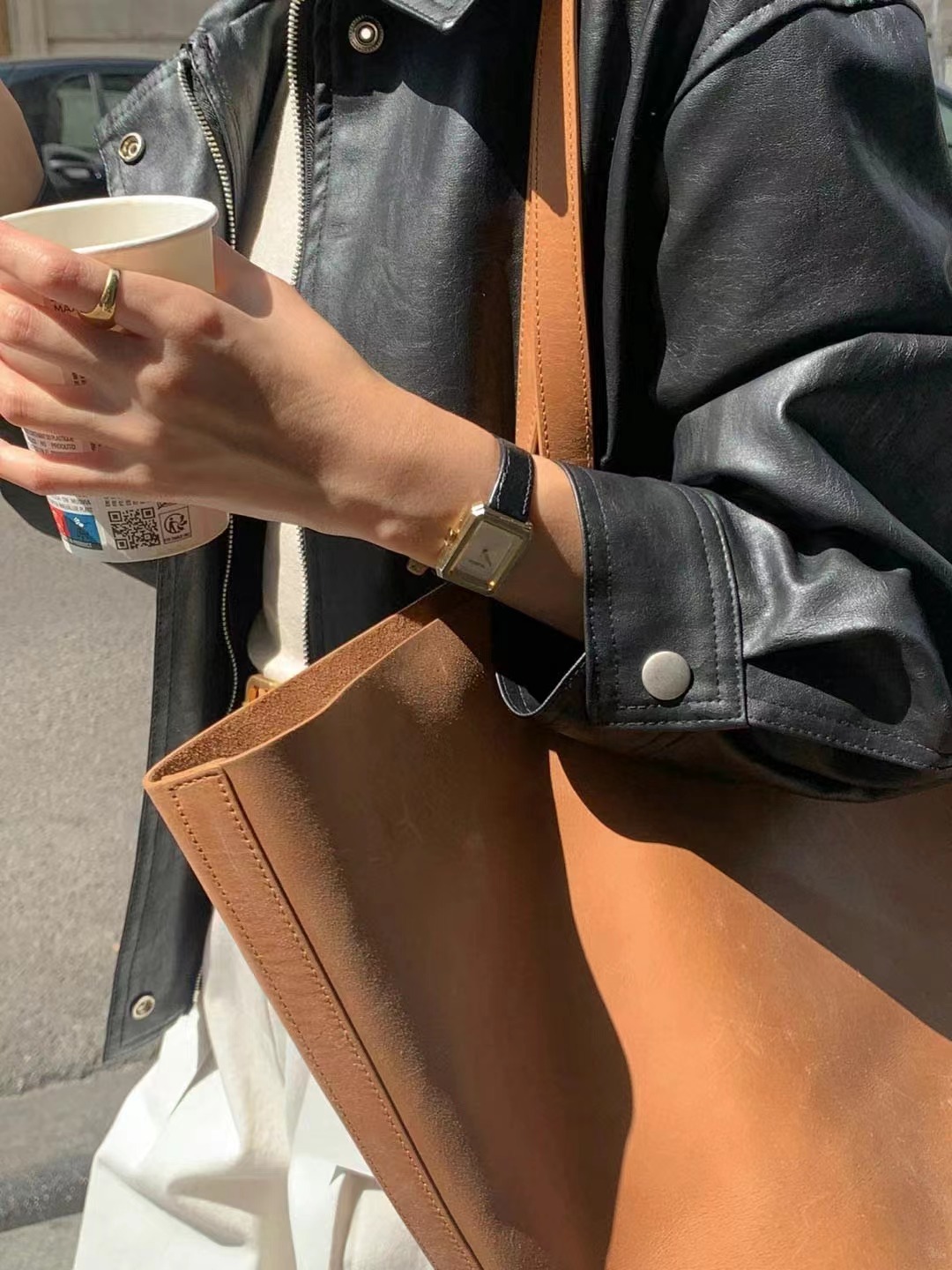 Korean New Retro Fashion Long-Sleeved PU Leather Jacket K010613