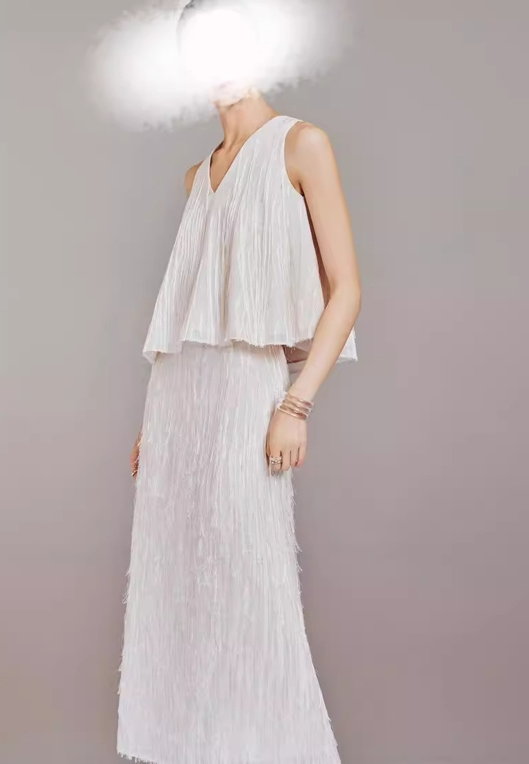 Luxurious French-style tassel  top and skirt set Party Dress K25120305