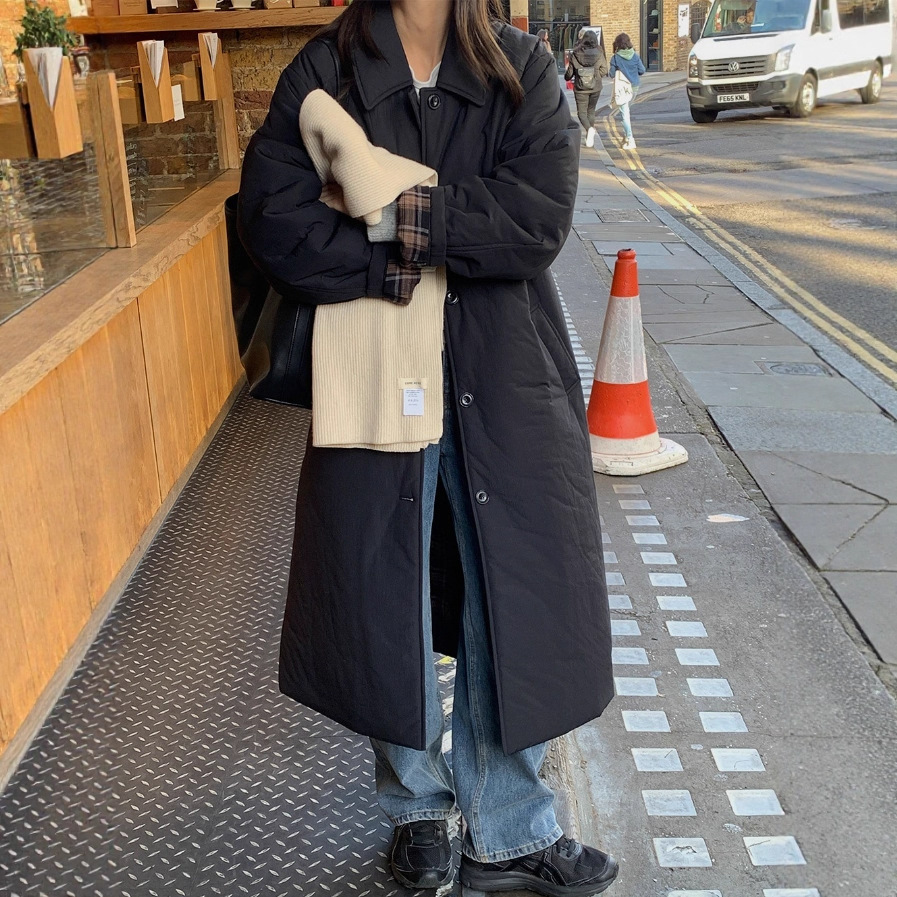 Korean New versatile long over-the-knee cotton coat/jacket K010624