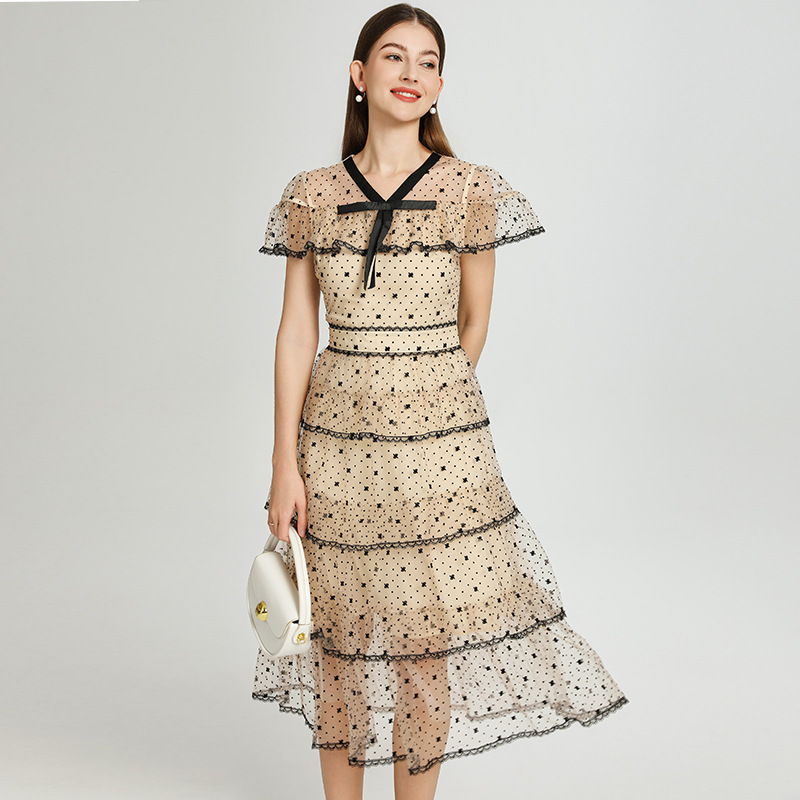 New Retro tiered maxi women dress K26011304