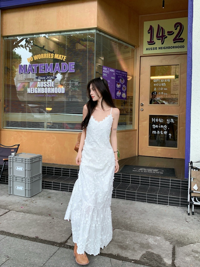 Floral Lace Trim Cami Maxi Dress Romantic Vacation Summer Dress K26033105