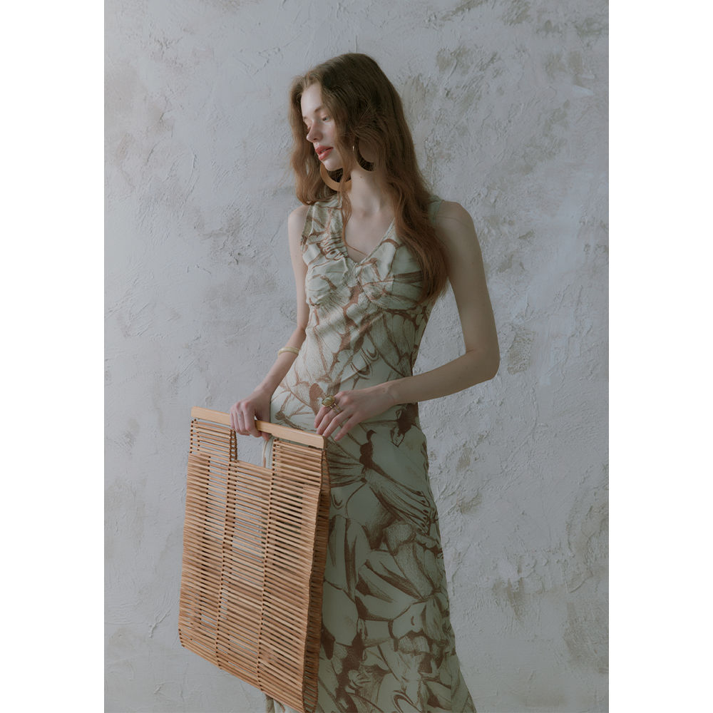 Elegant Floral Print Sleeveless Maxi Dress Boho Style K26033110