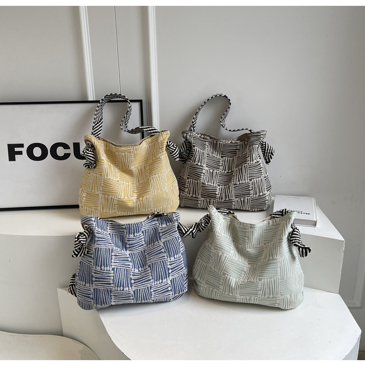 Boho Two-Tone Woven Hobo Bag Casual Daily Commute Shoulder Tote K26041404